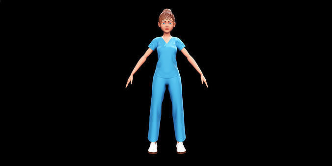 Nurse - Stylized Character Woman - Ha - Blender Cycles And Eevee 3D model