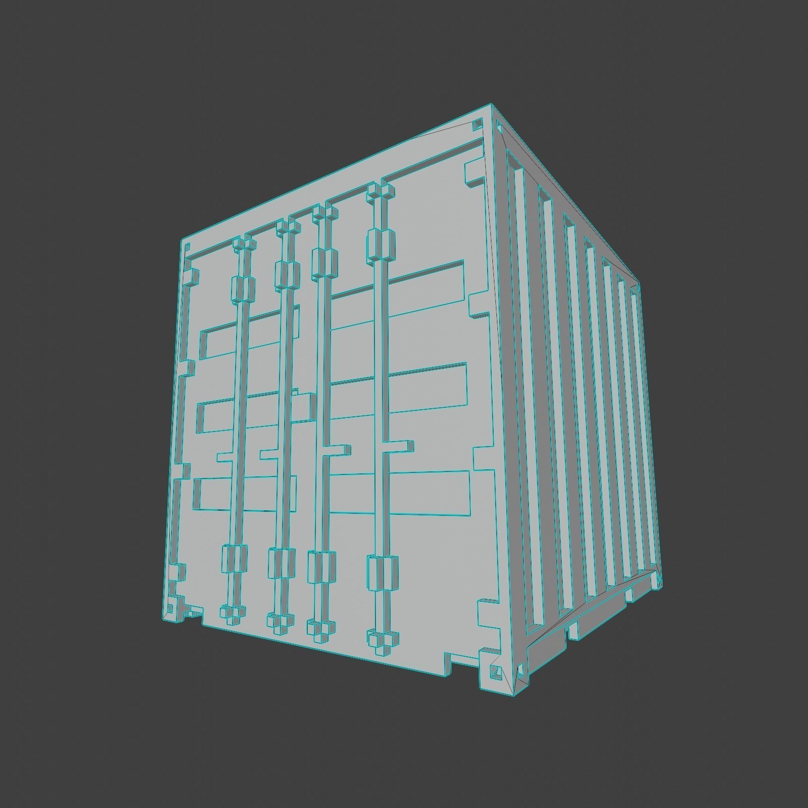 Voxel Shipping Container 10ft Low-poly 3D model_3