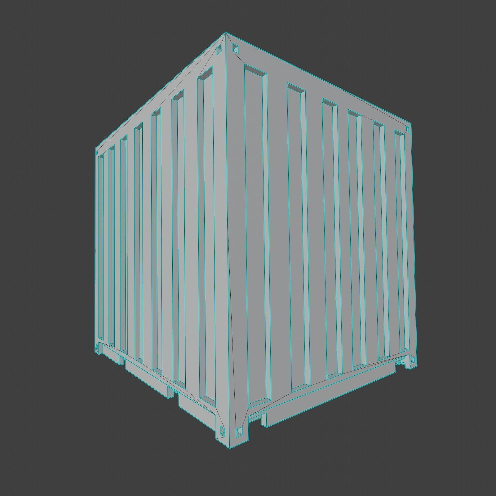 Voxel Shipping Container 10ft Low-poly 3D model_4