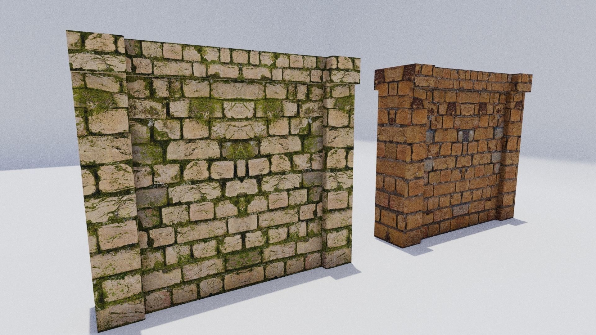 Brick wall Low-poly 3D model_1