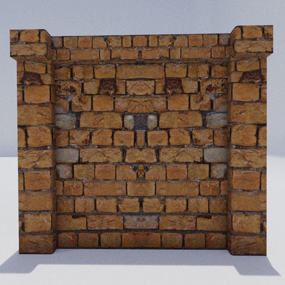 Brick wall Low-poly 3D model_3