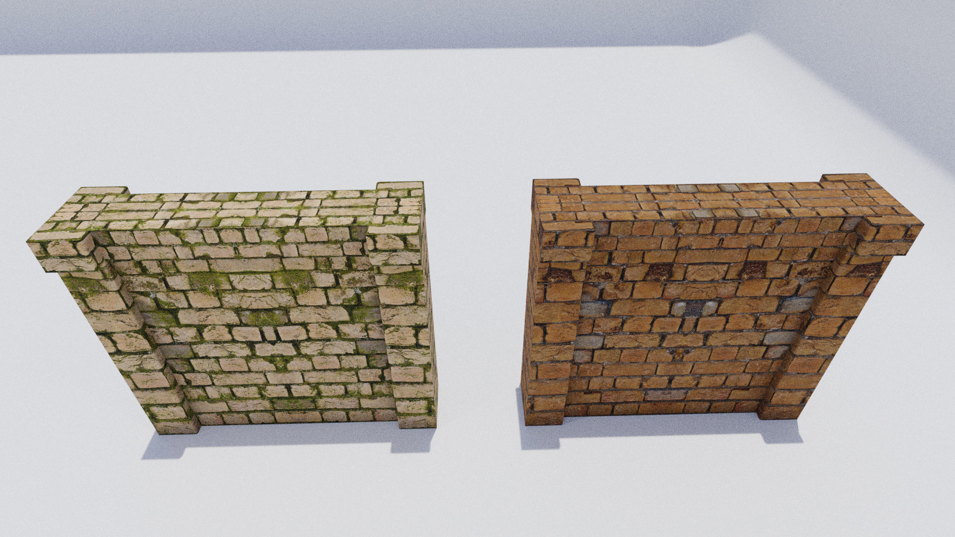 Brick wall Low-poly 3D model_2