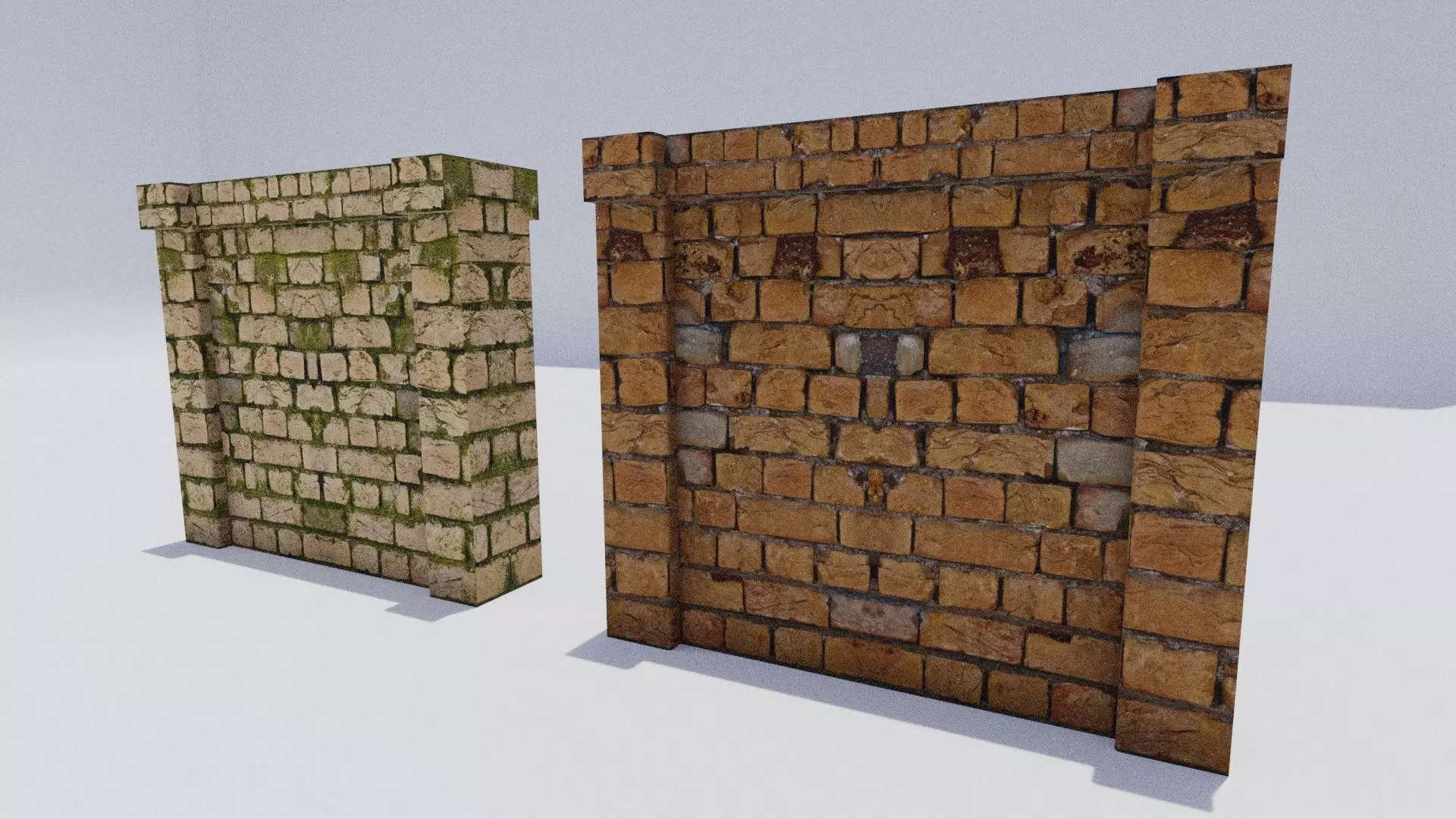 Brick wall Low-poly 3D model_0
