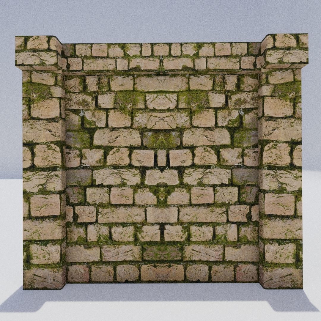 Brick wall Low-poly 3D model_4