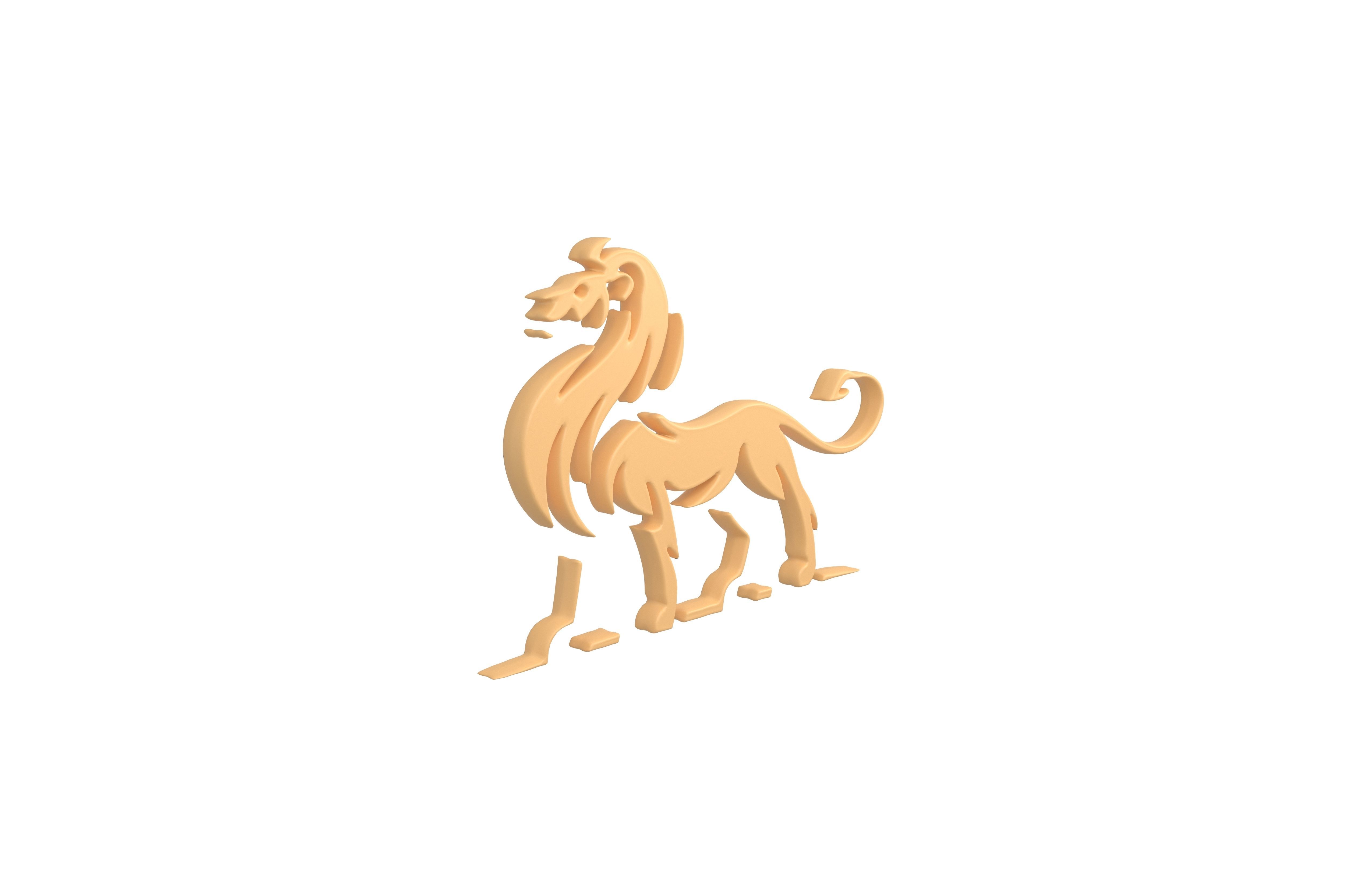 Lion Emblem v2 001 Low-poly 3D model_3