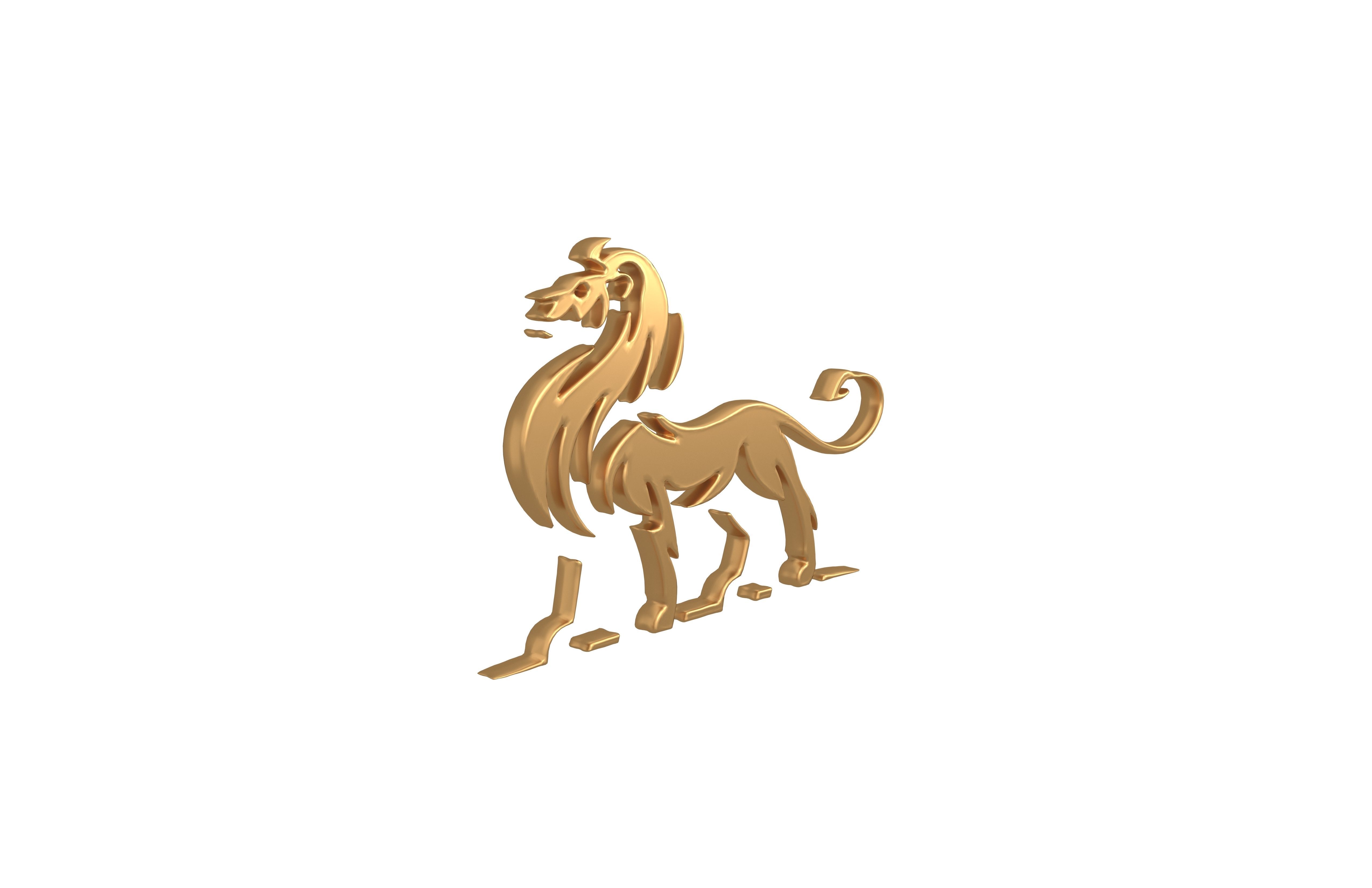 Lion Emblem v2 005 Low-poly 3D model_3