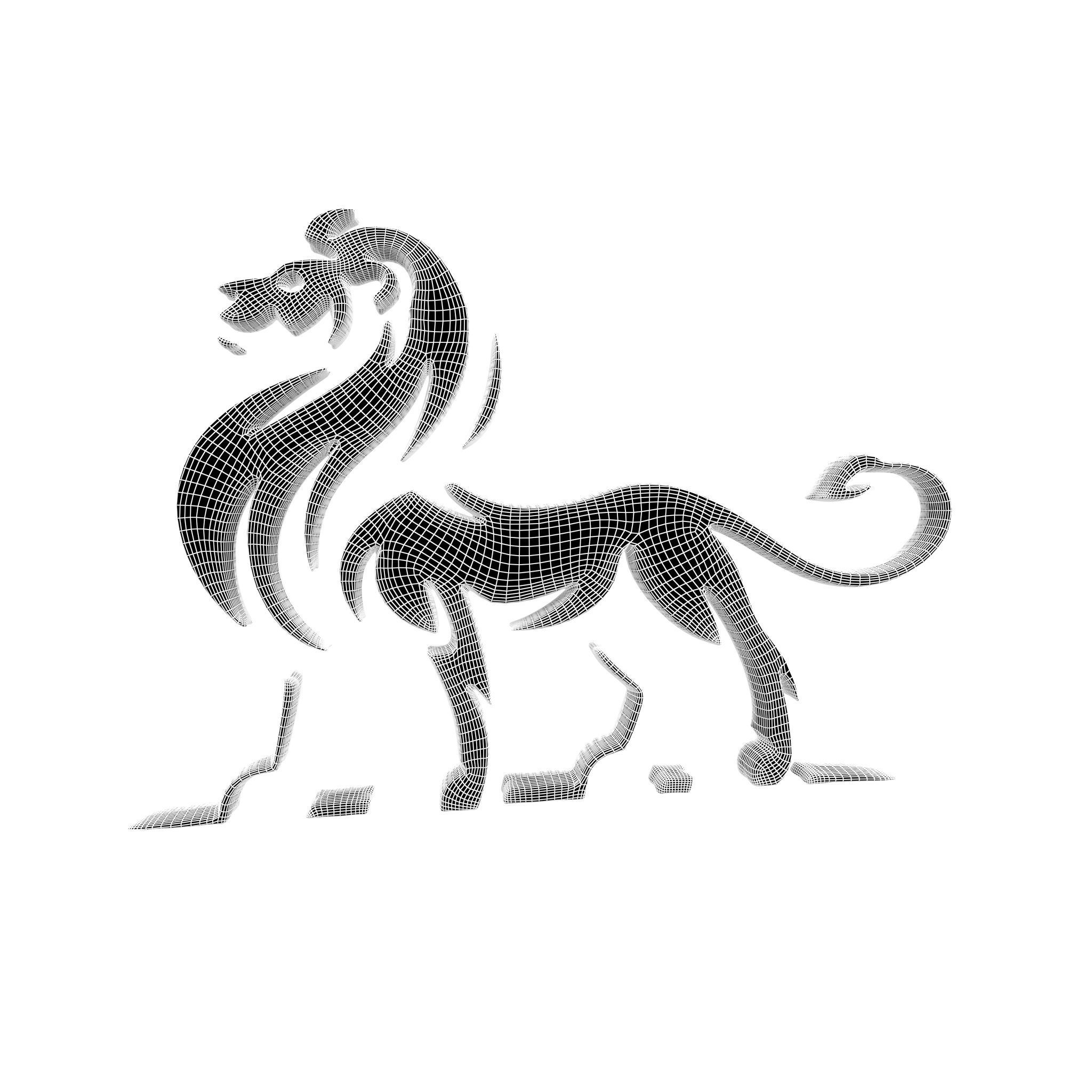 Lion Emblem v2 008 Low-poly 3D model_4