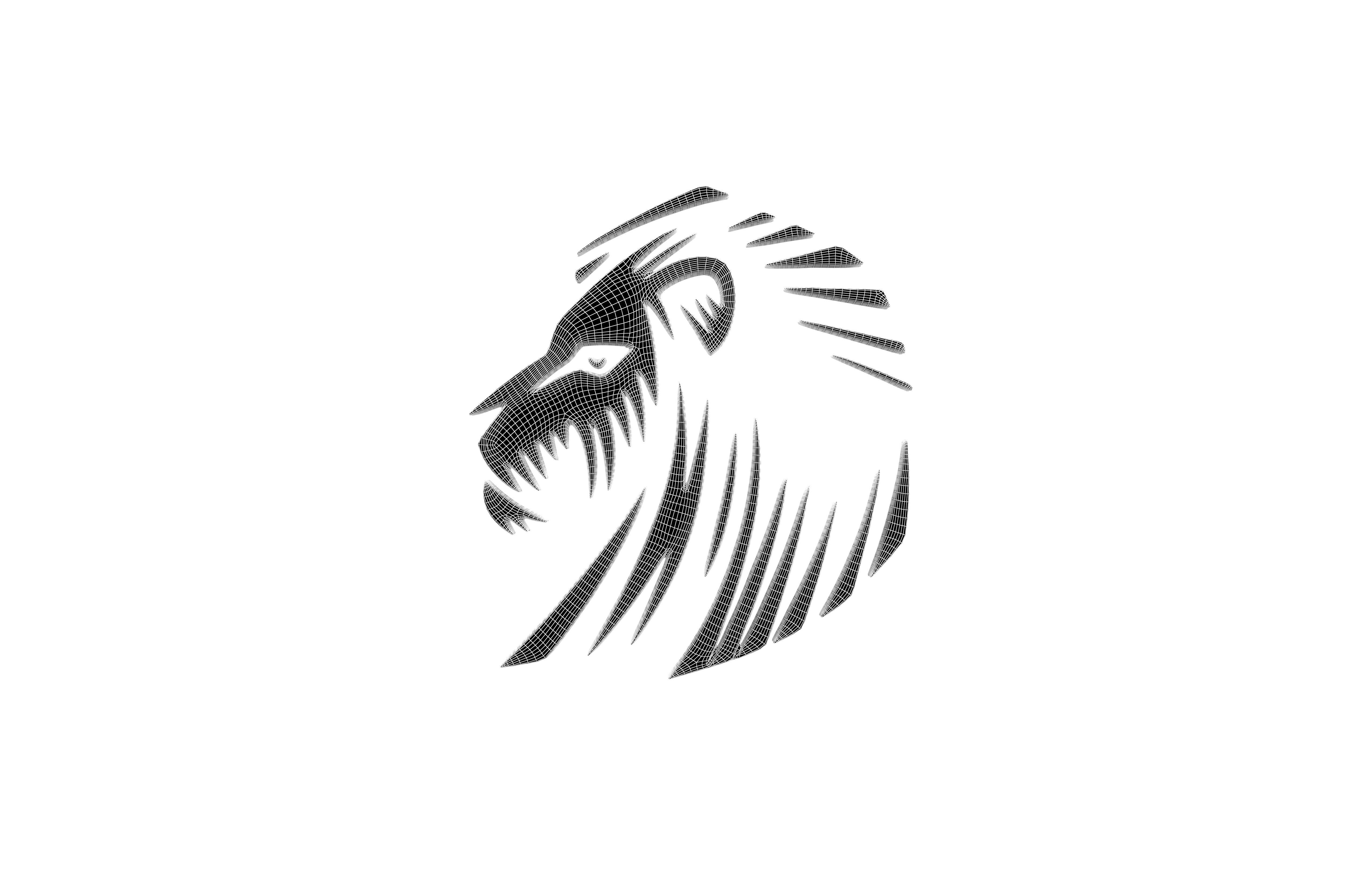 Lion Emblem v3 004 Low-poly 3D model_5