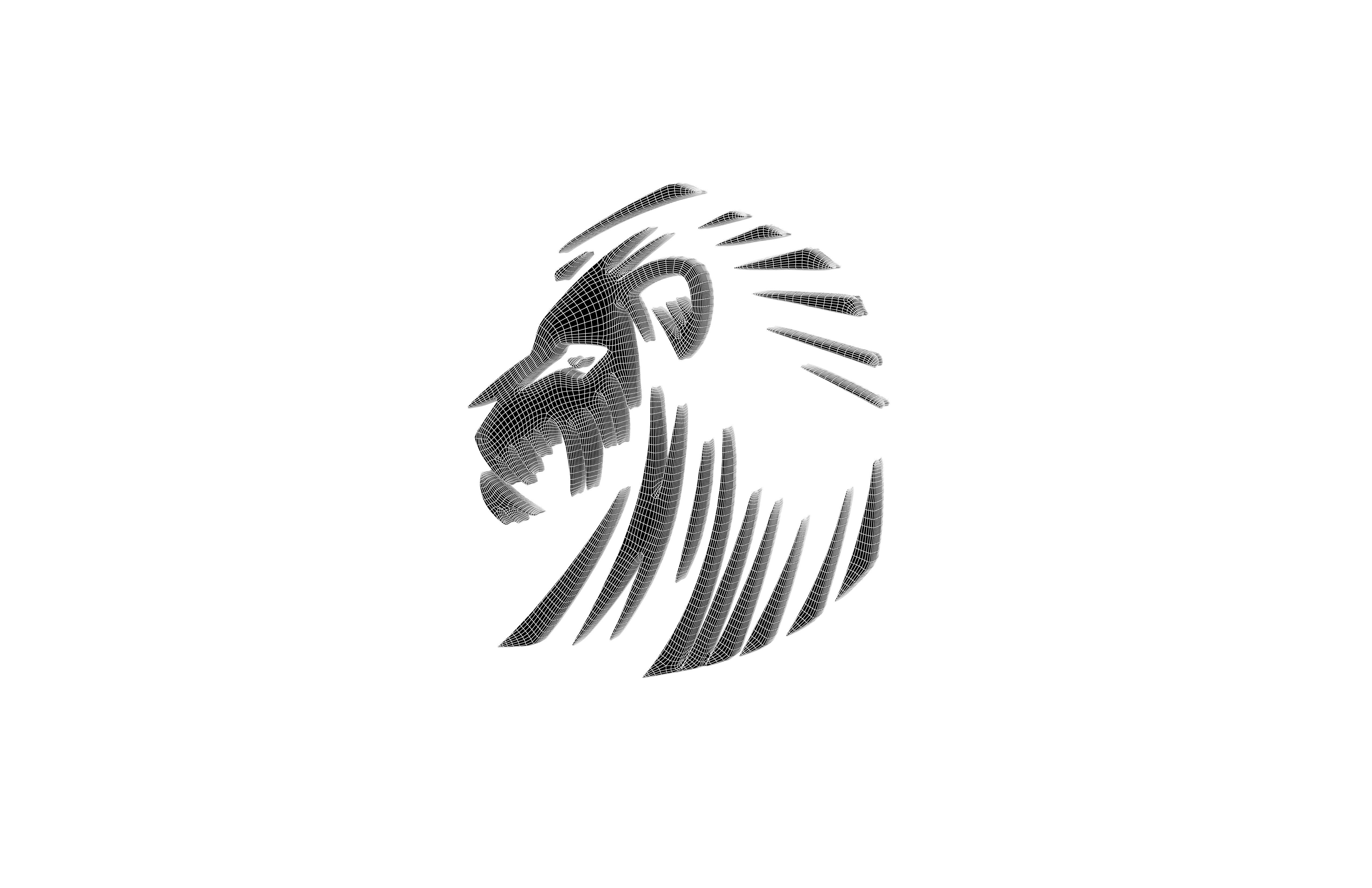 Lion Emblem v3 007 Low-poly 3D model_6