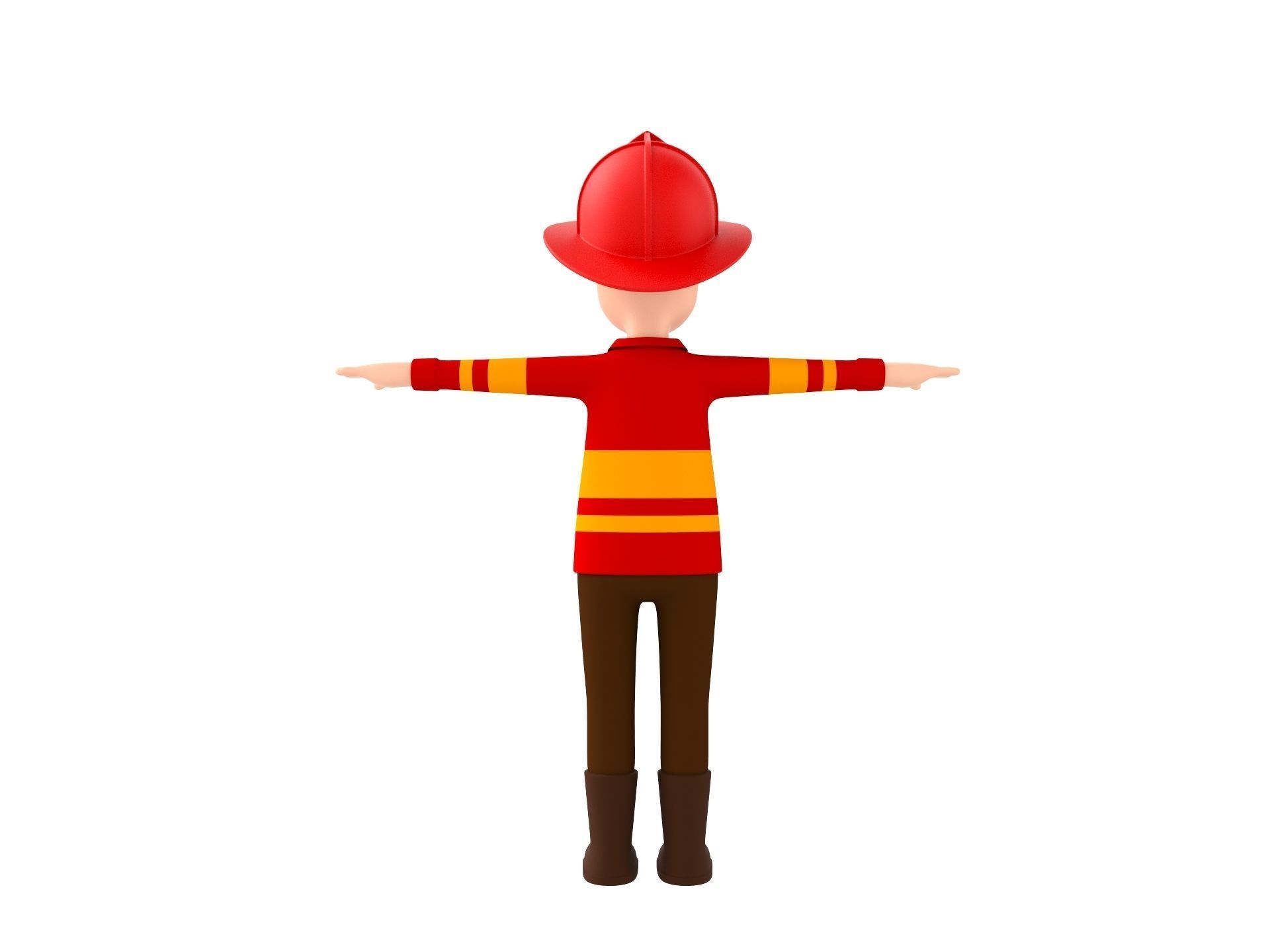 CartoonMan037-Firefighter cartoon fireman 3D model_3