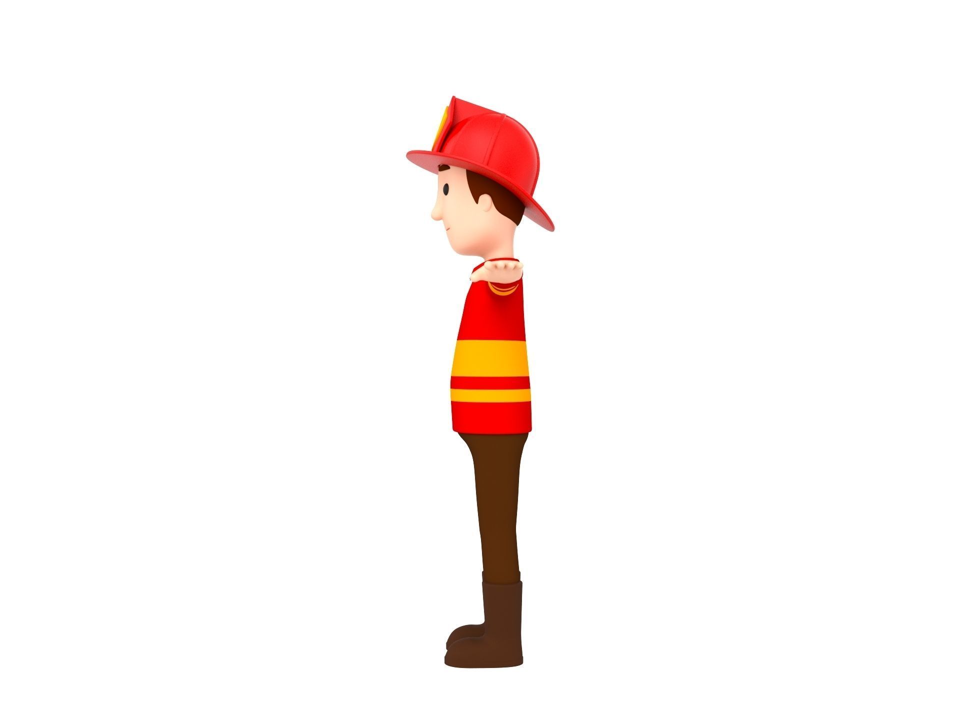 CartoonMan037-Firefighter cartoon fireman 3D model_2