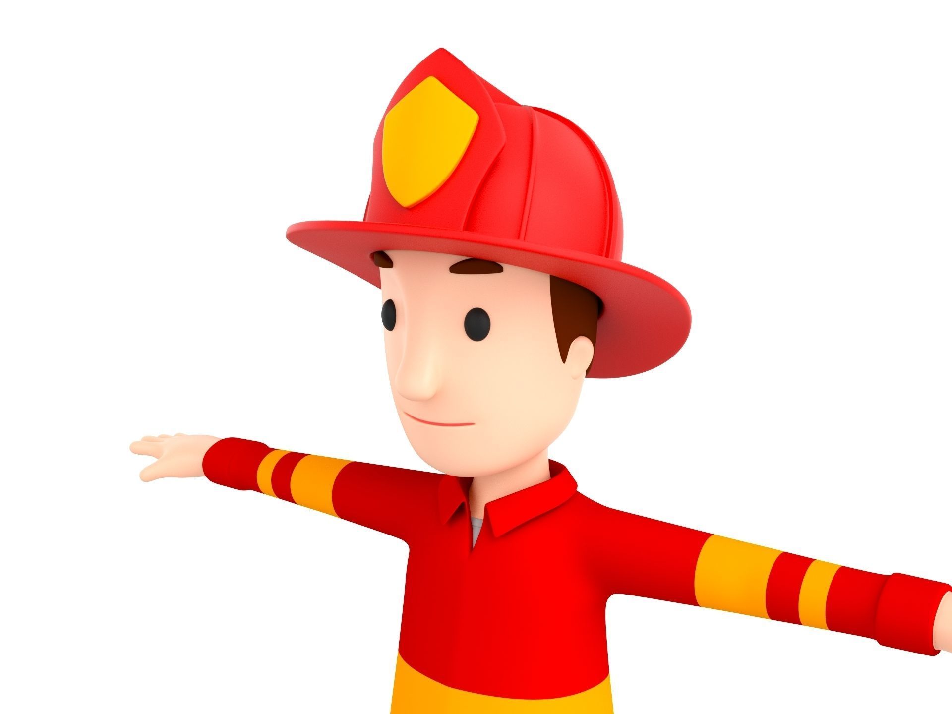 CartoonMan037-Firefighter cartoon fireman 3D model_4