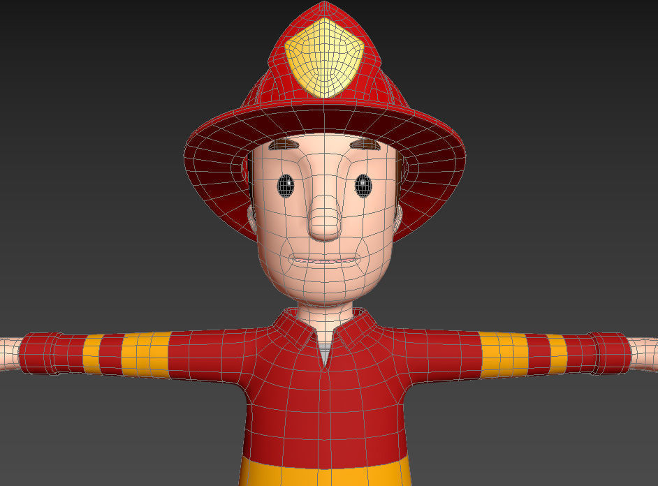 CartoonMan037-Firefighter cartoon fireman 3D model_14