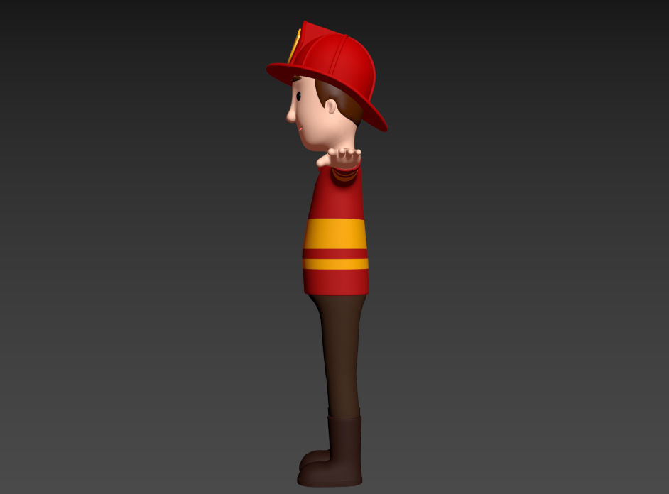 CartoonMan037-Firefighter cartoon fireman 3D model_17