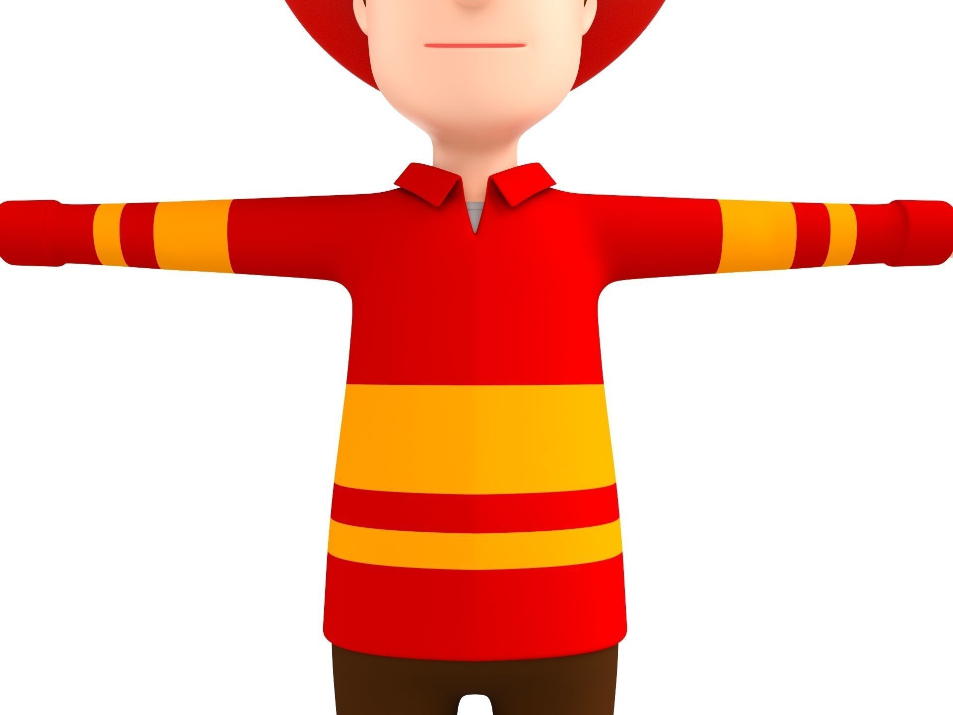 CartoonMan037-Firefighter cartoon fireman 3D model_6