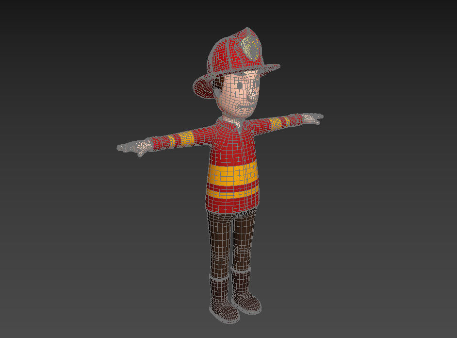 CartoonMan037-Firefighter cartoon fireman 3D model_10