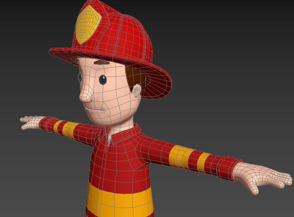 CartoonMan037-Firefighter cartoon fireman 3D model_12