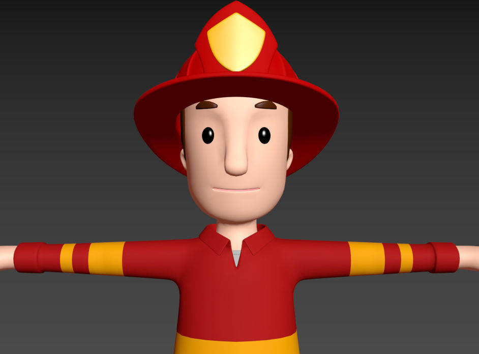 CartoonMan037-Firefighter cartoon fireman 3D model_13