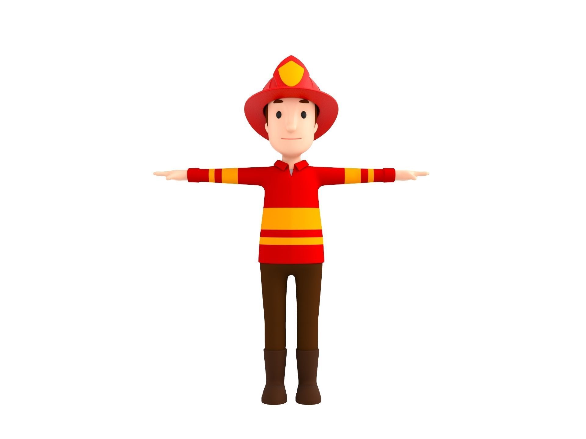 CartoonMan037-Firefighter cartoon fireman 3D model_1