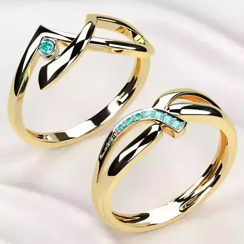 Rhodium Plated Topaz Gems Two Rings 3D print model