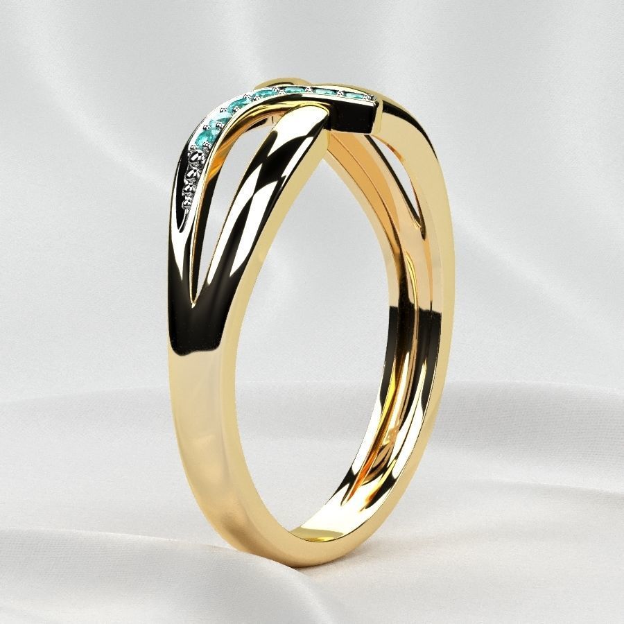 Rhodium Plated Topaz Gems Two Rings 3D print model_23