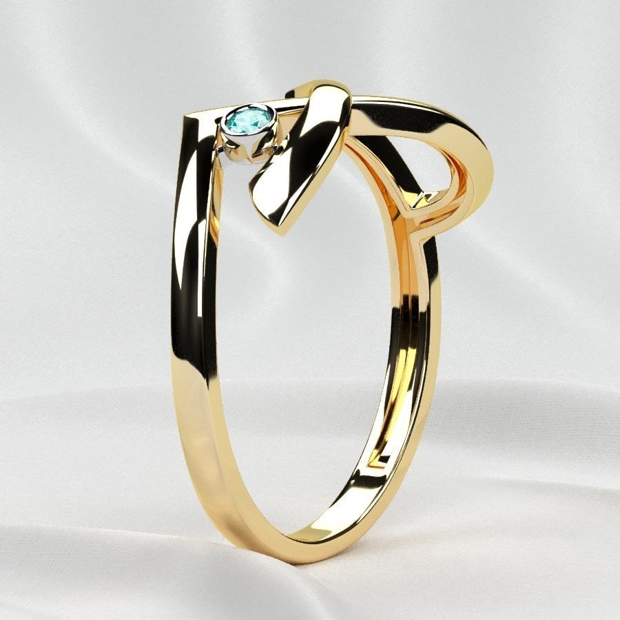 Rhodium Plated Topaz Gems Two Rings 3D print model_15