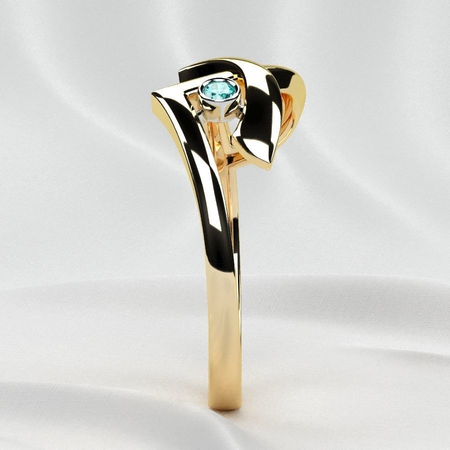 Rhodium Plated Topaz Gems Two Rings 3D print model_14