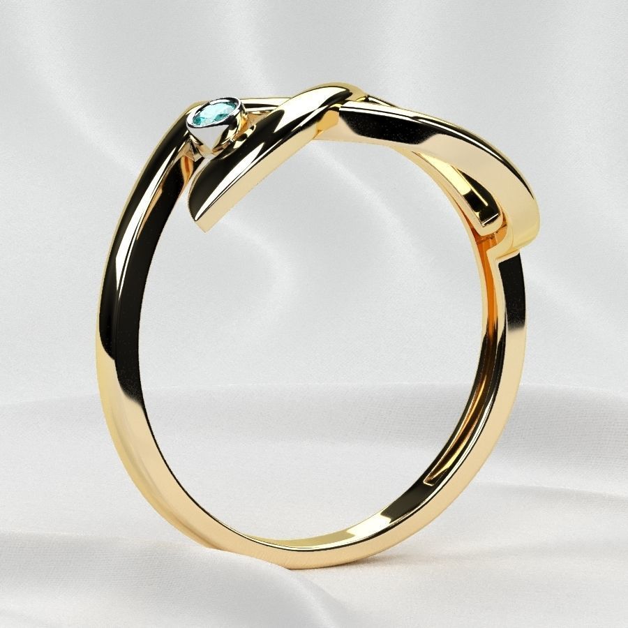 Rhodium Plated Topaz Gems Two Rings 3D print model_16