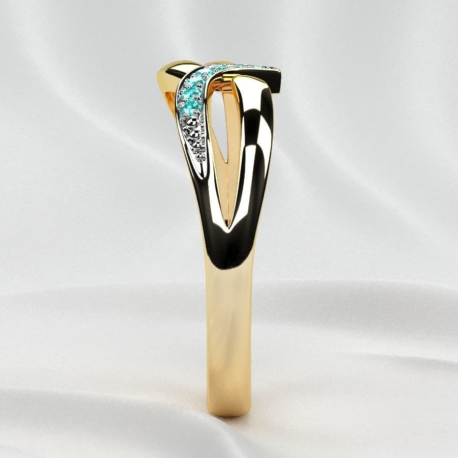 Rhodium Plated Topaz Gems Two Rings 3D print model_22