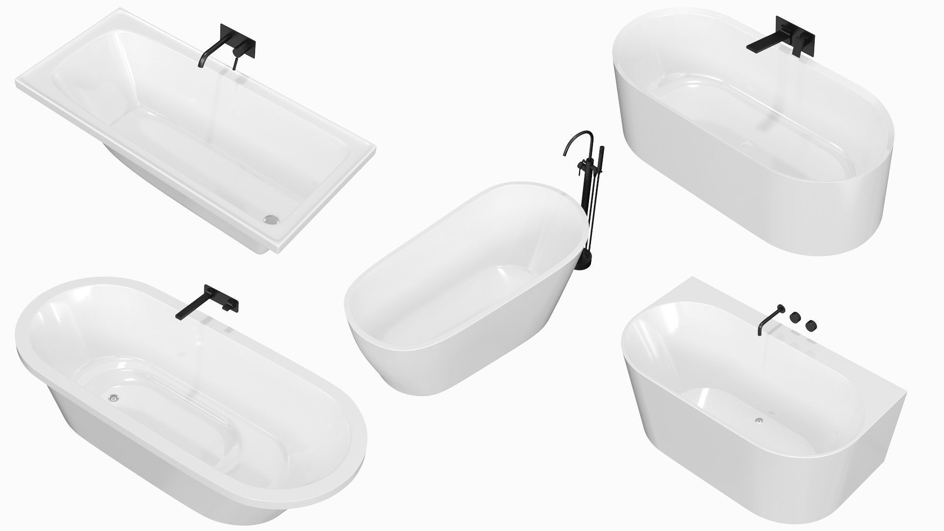 Fixtures - Bathtub Pack A Low-poly 3D model_1