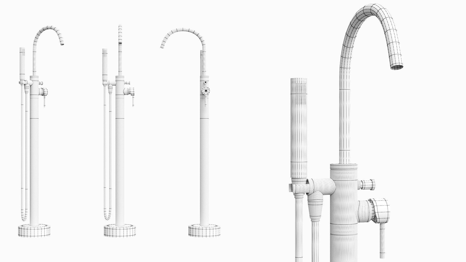 Fixtures - Bathtub Pack A Low-poly 3D model_15
