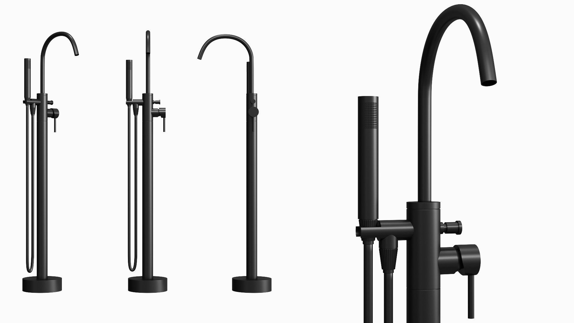 Fixtures - Bathtub Pack A Low-poly 3D model_14