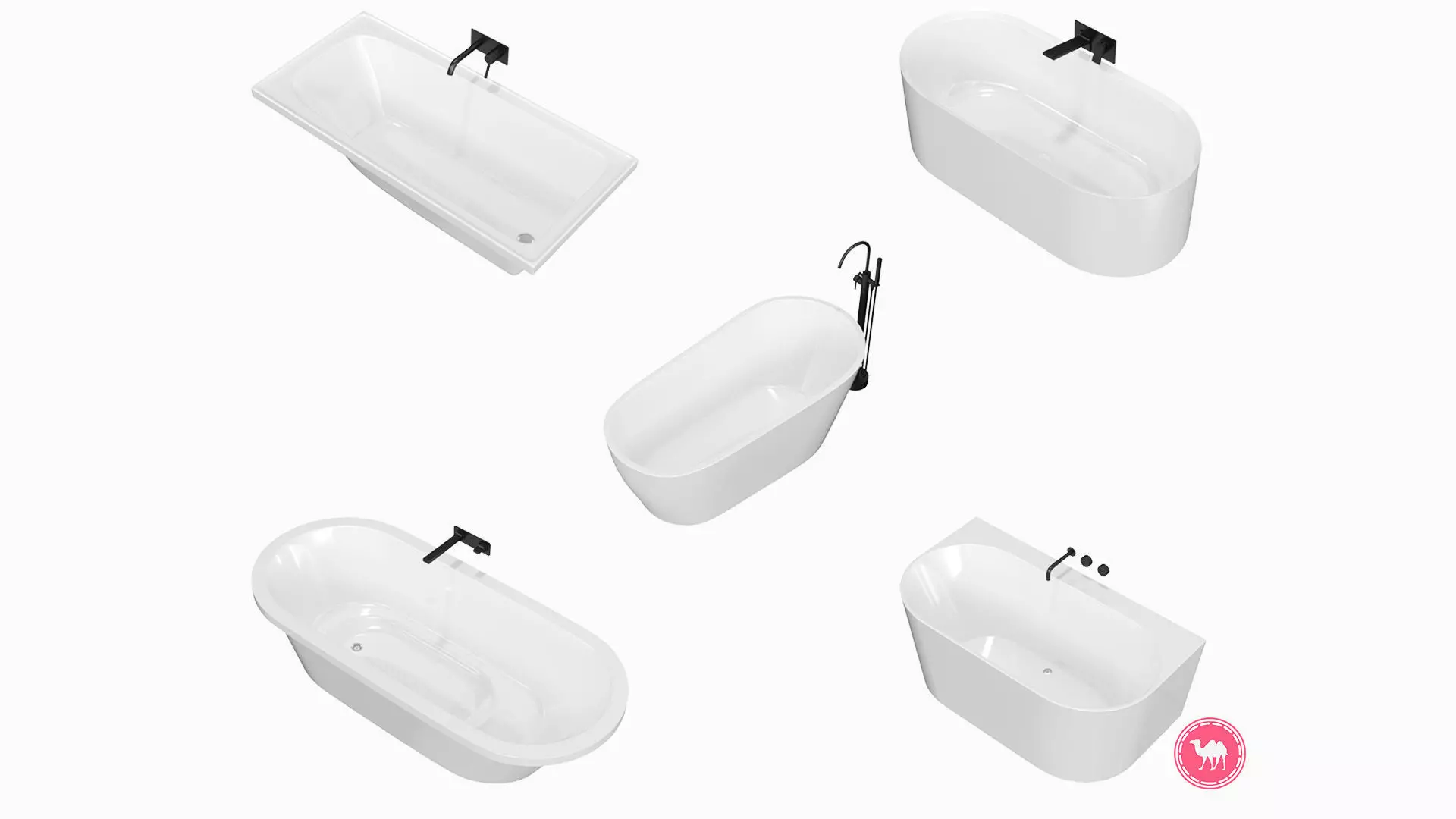 Fixtures - Bathtub Pack A Low-poly 3D model_0