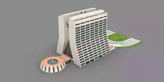 Wilson Hall Fermilab building Low-poly 3D model