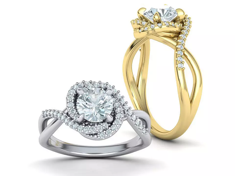 Bypass Engagement ring 1ct Stone 3dmodel 3D print model