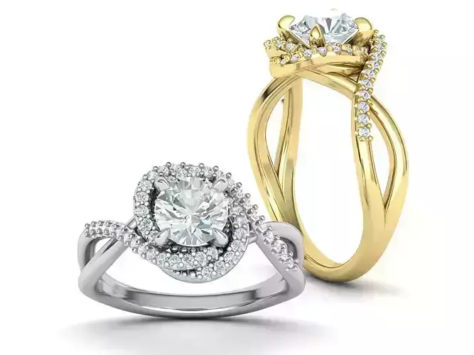 Bypass Engagement ring 1ct Stone 3dmodel