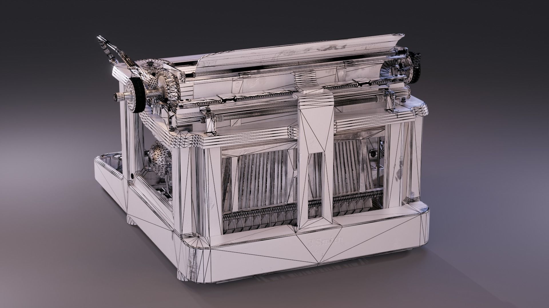 LC Smith Antique Typewriter Machine Low-poly 3D model_8