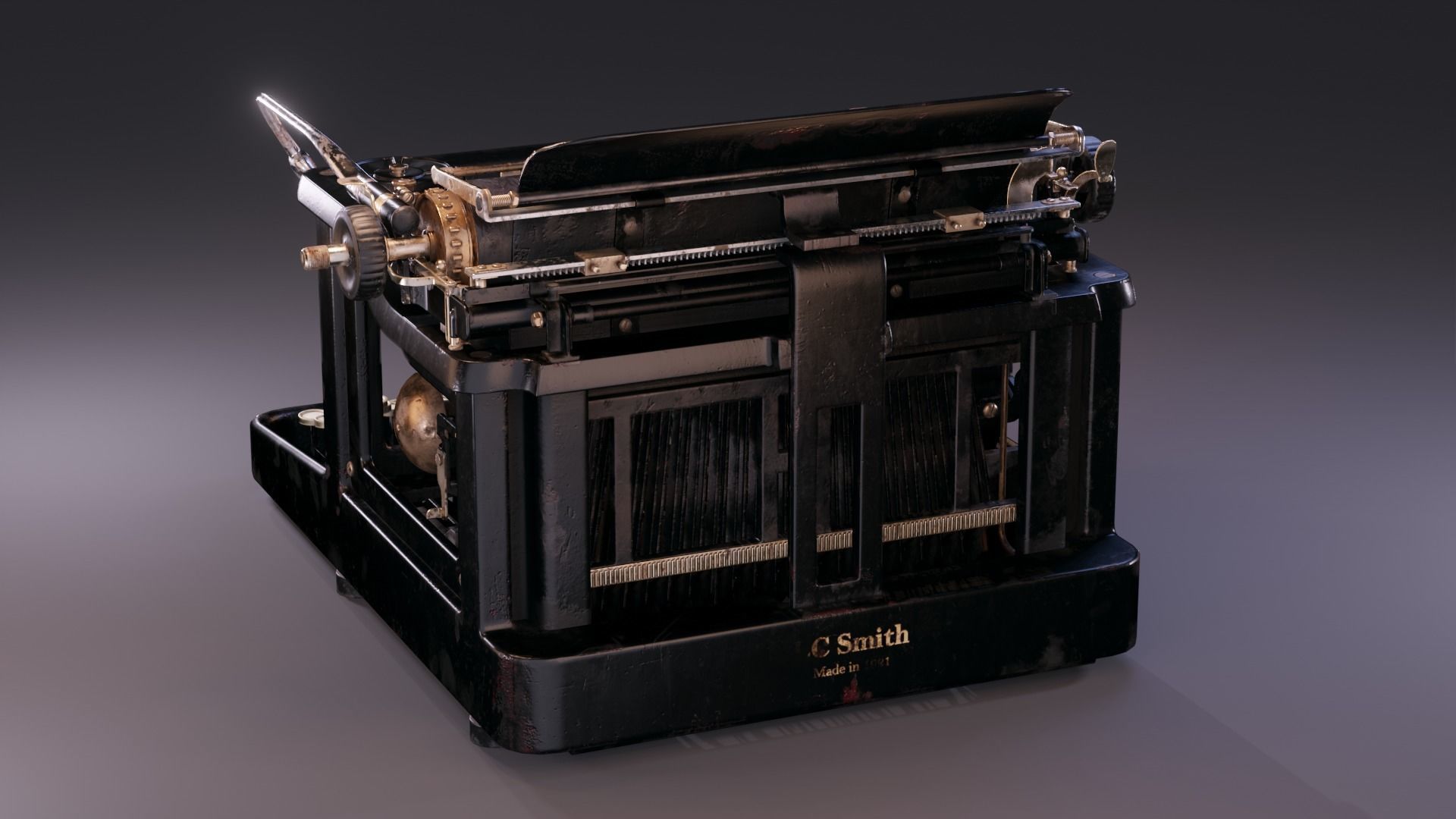LC Smith Antique Typewriter Machine Low-poly 3D model_3