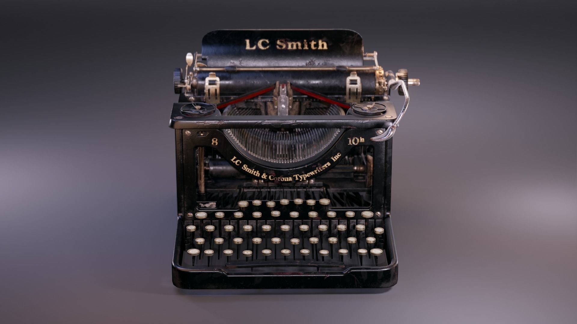 LC Smith Antique Typewriter Machine Low-poly 3D model_6
