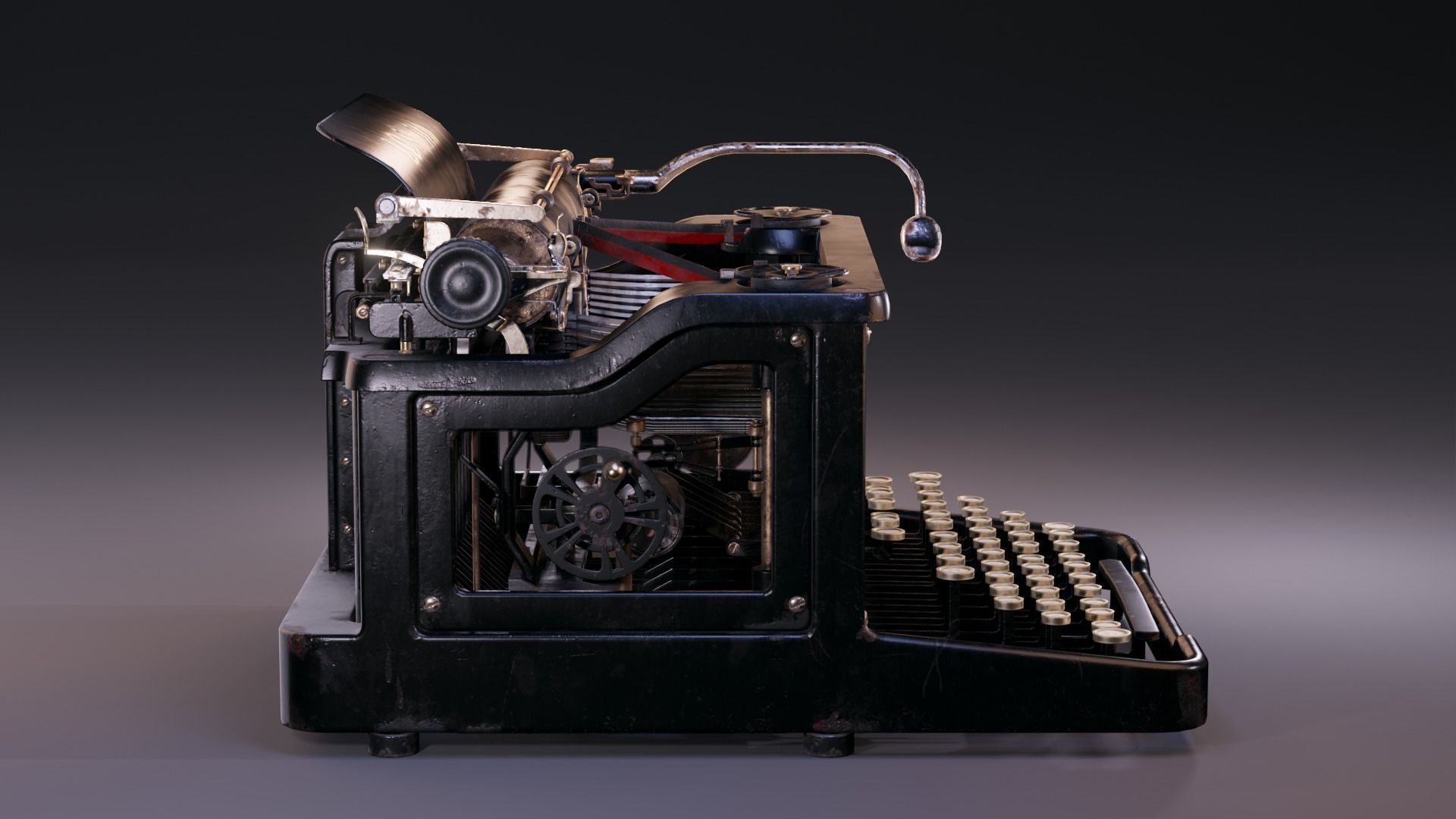 LC Smith Antique Typewriter Machine Low-poly 3D model_5