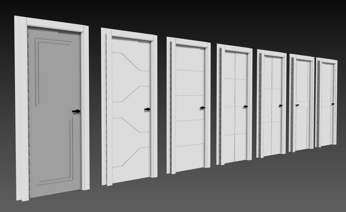 Set of 7 fashionable carved interior doors 3D model_22