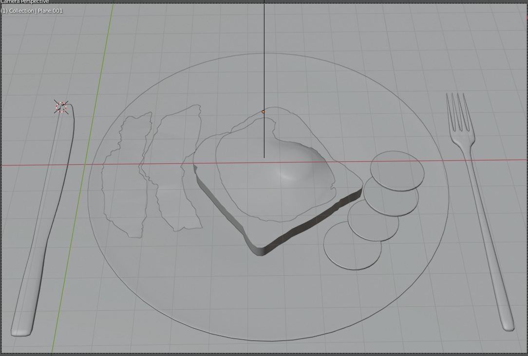 Eggs Bacon Tomato on Toast Low-poly 3D model_2