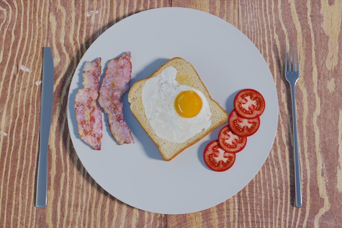 Eggs Bacon Tomato on Toast Low-poly 3D model_4