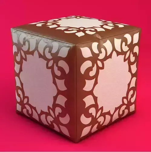 Ottoman cube with ornate design Free 3D model