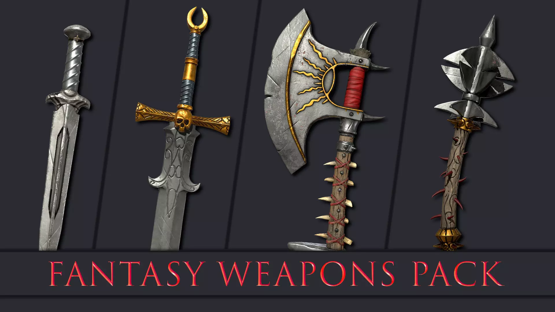 Fantasy Weapons Pack Low-poly 3D model