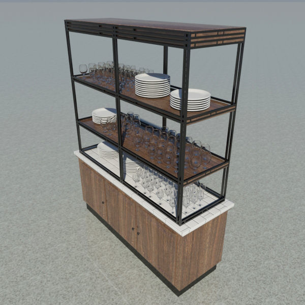 Display Cabinet - Dish Shelf 3D model_1