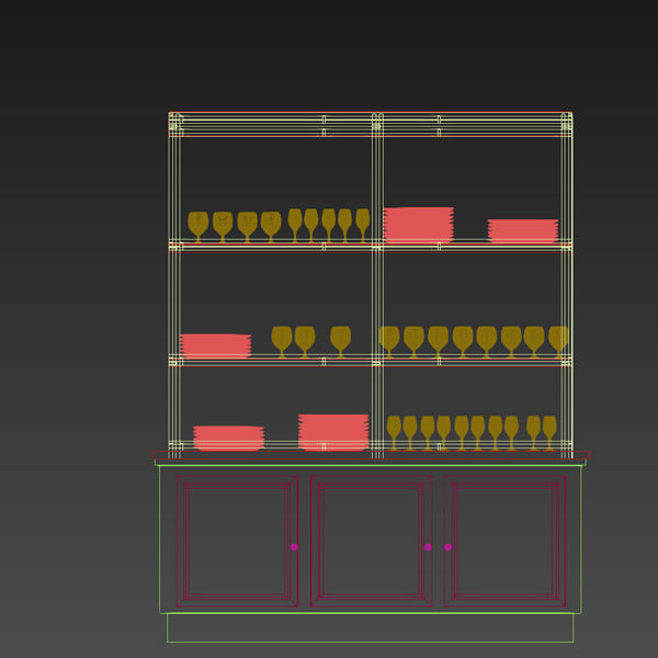 Display Cabinet - Dish Shelf 3D model_6