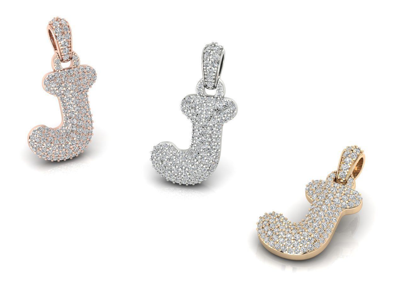 Alphabet Bubble J 3D print model_10