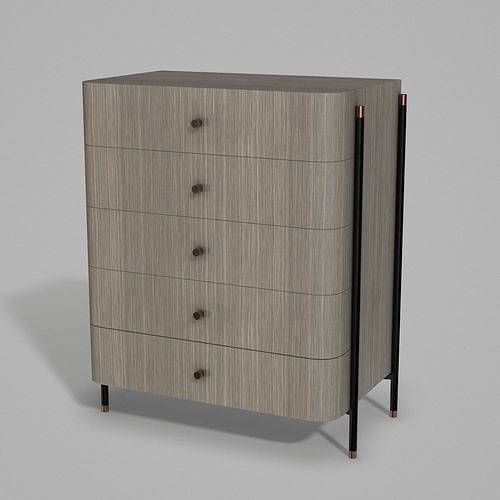 Low Poly Comodino chest of drawers with metal legs Free low-poly 3D model