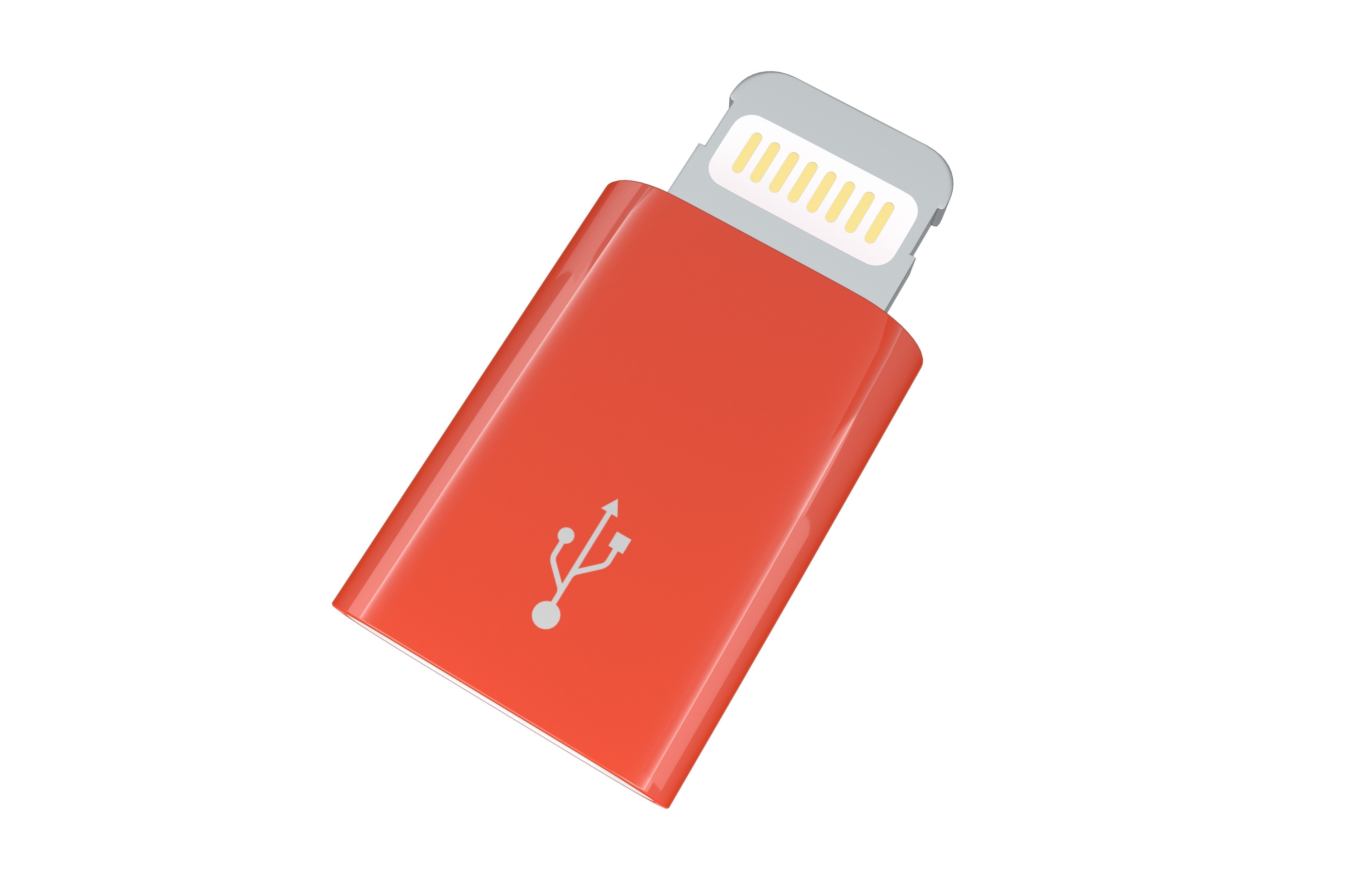 Lightning to Micro USB Converter v1 005 Low-poly 3D model_1